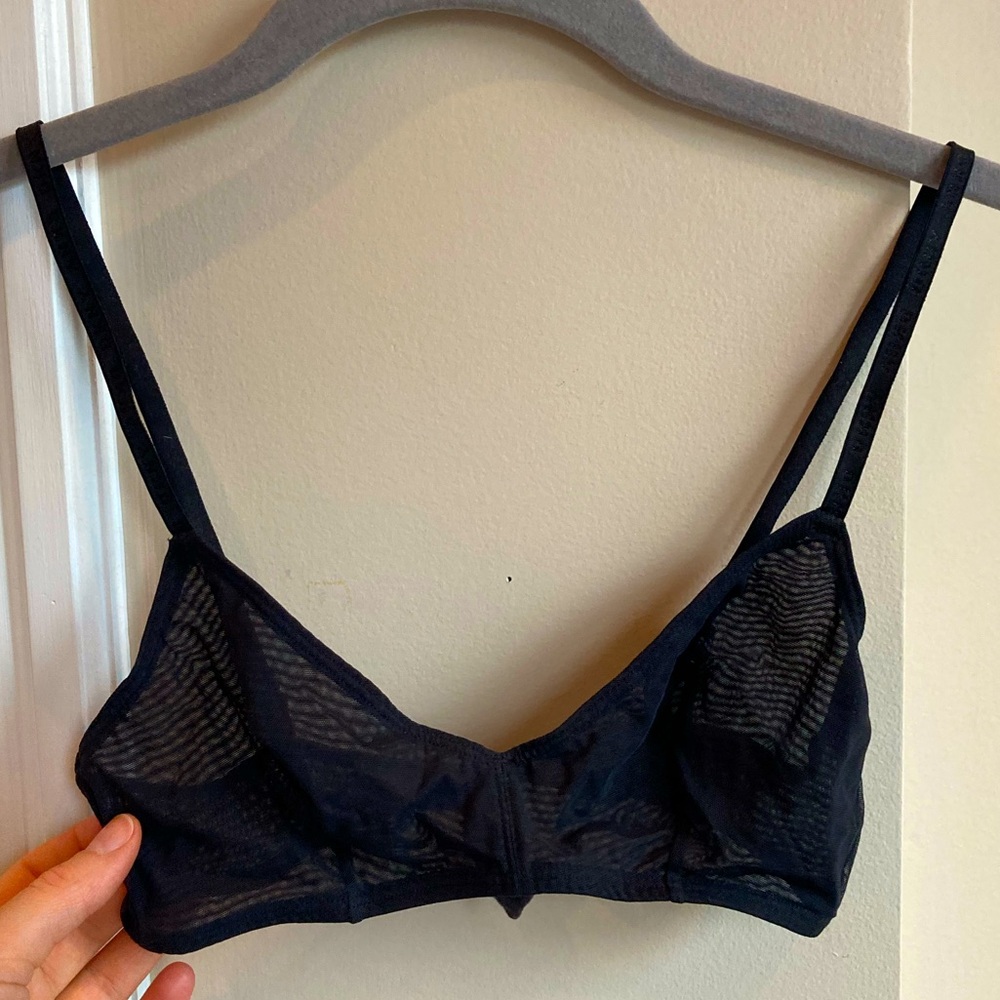 NWOT DKNY black seamed mesh bralette